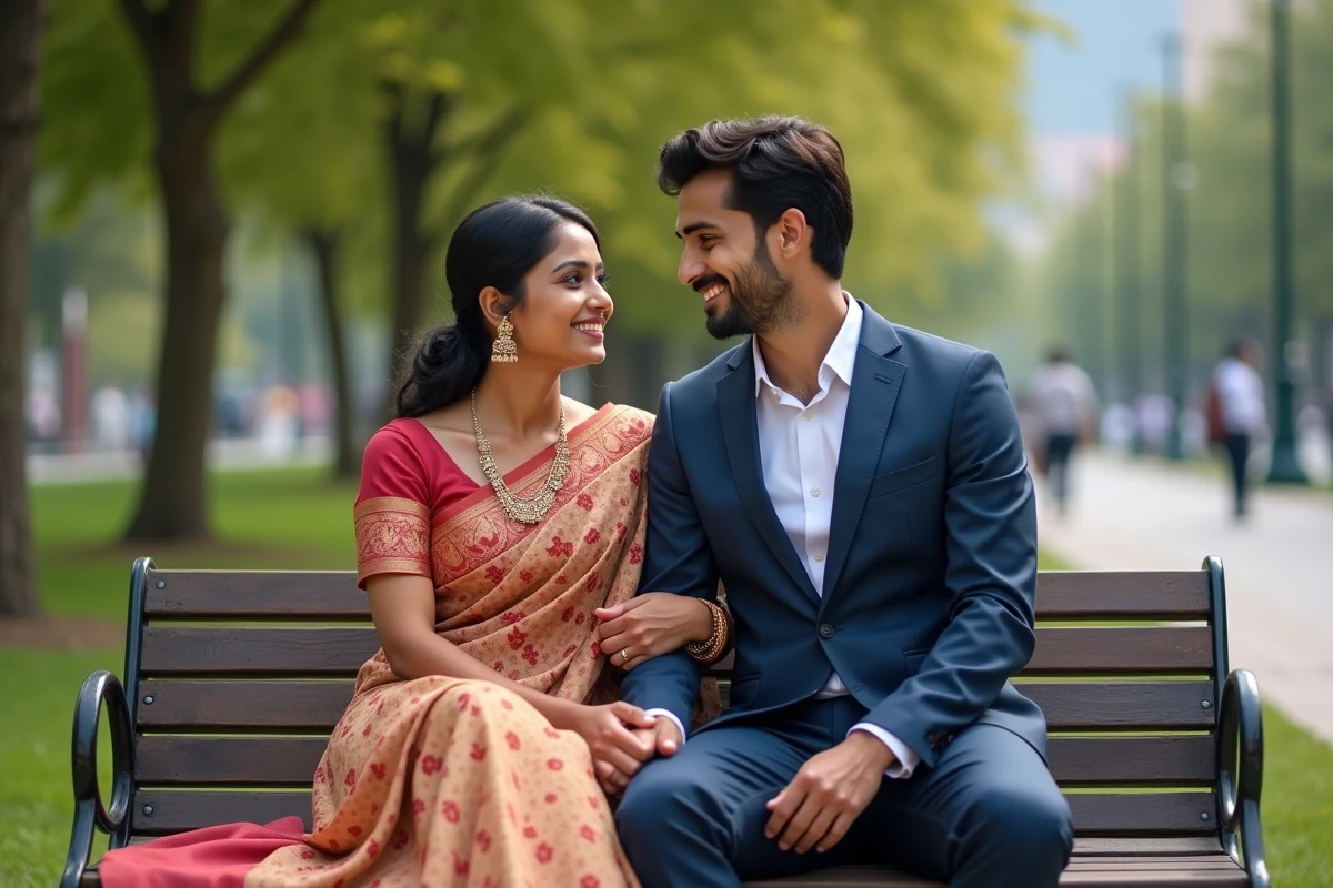 Jeune couple multicultural dans un parc urbain en couple