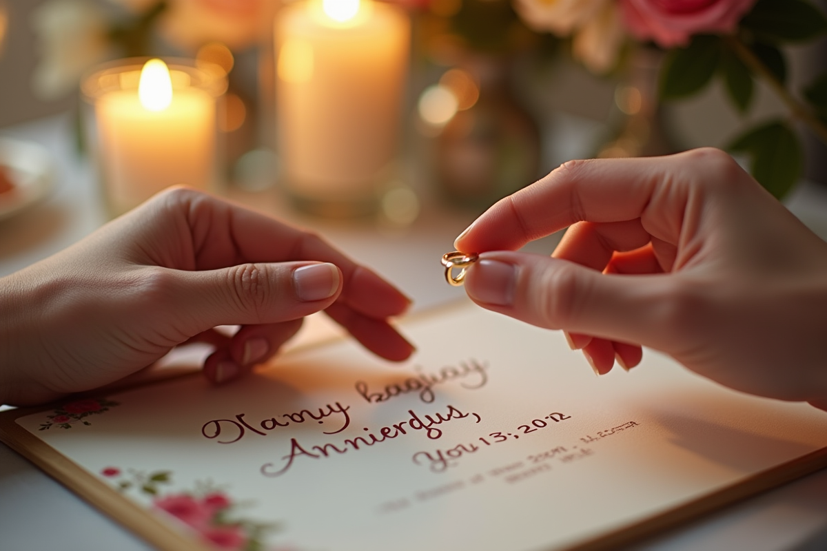 Mains échangeant des bagues d or lors d une célébration romantique