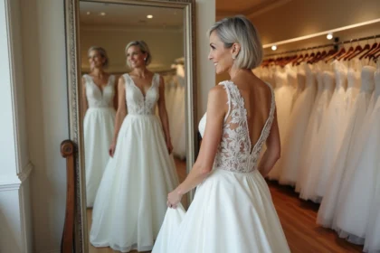 Robe de mariée élégante pour femme de 50 ans avec modernité