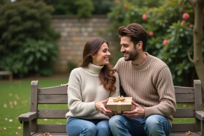 Célébration des sept ans de mariage avec des cadeaux en laine