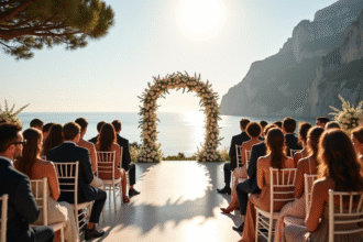 Cérémonie de mariage luxe sur la côte amalfi avec vue mer